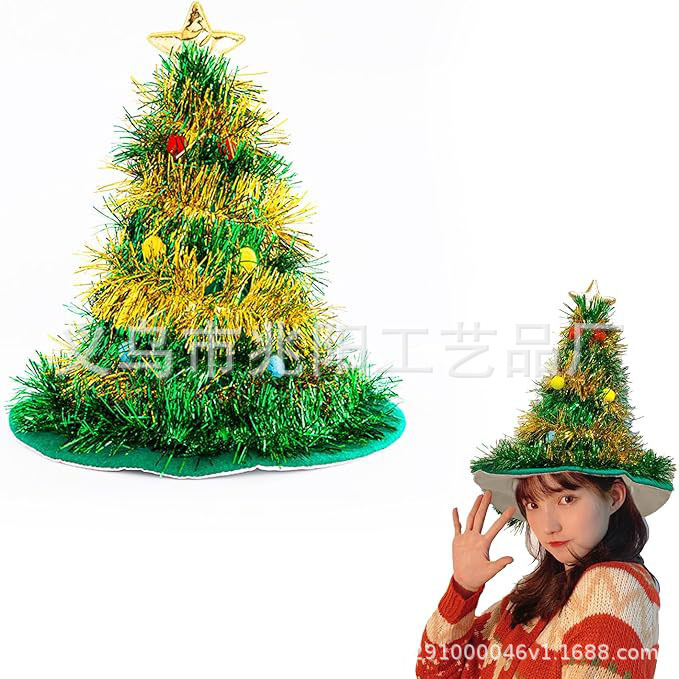 Sombrero del árbol de Navidad suministros de decoración de Navidad no tejidos de seda de lluvia sombrero de Navidad suministros de fiesta de vestir sombrero de Navidad