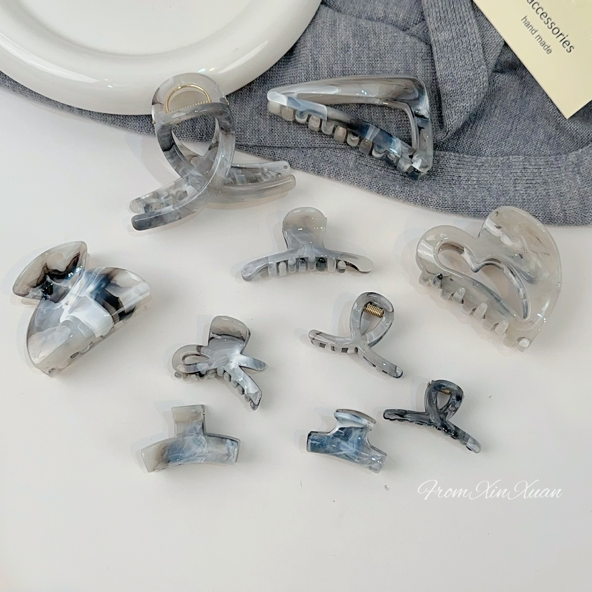 Nuovo fermaglio per capelli cinese nero grigio di piccole dimensioni, semplice, versatile, con frangia laterale, pratico accessorio per capelli_voghion.com