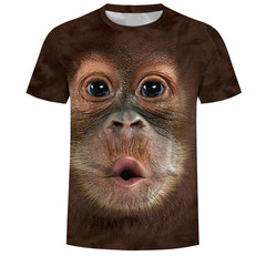 メーカー直販の人気猿のチンパンジー男性tシャツ3dデジタルプリント半袖上着