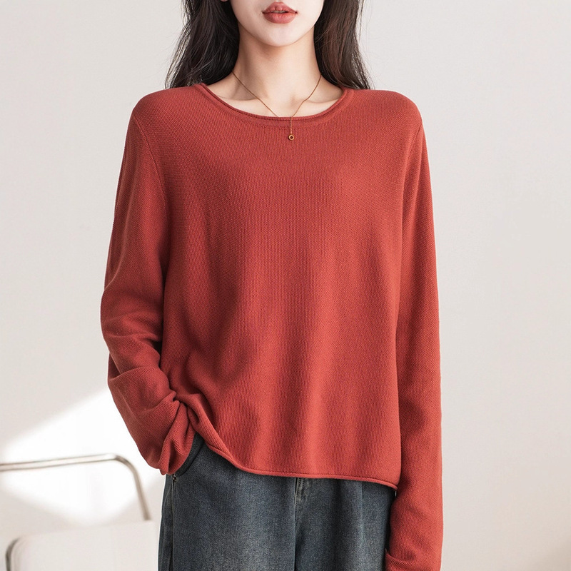 100% Cotton, Delicate and Skin-Friendly Pure Cotton Knitted Sweater for Women, New Spring & Fall Style, Loose Large Size Bottoming Shirt Popular This Year 100% Cotton, Delicate and Skin-Friendly Pure Cotton Knitted Sweater for Women, New Spring & Fall Style, Loose Large Size Bottoming Shirt Popular This Year