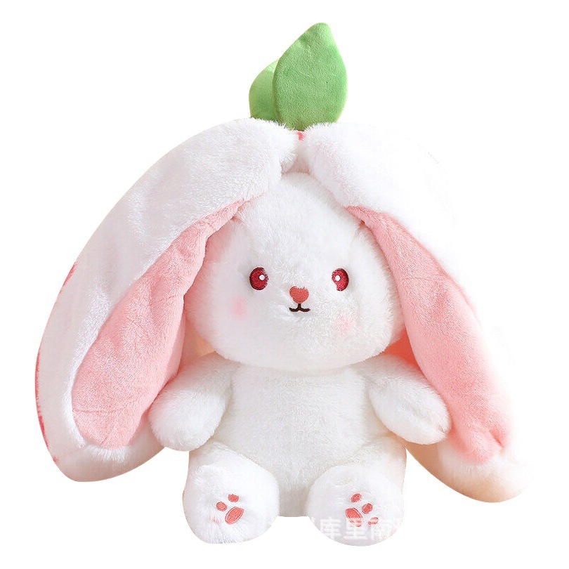 Transformación conejo pequeña muñeca de fruta Linda muñeca de conejo de fresa juguete de peluche almohada para dormir niña muñeca de trapo con dormir