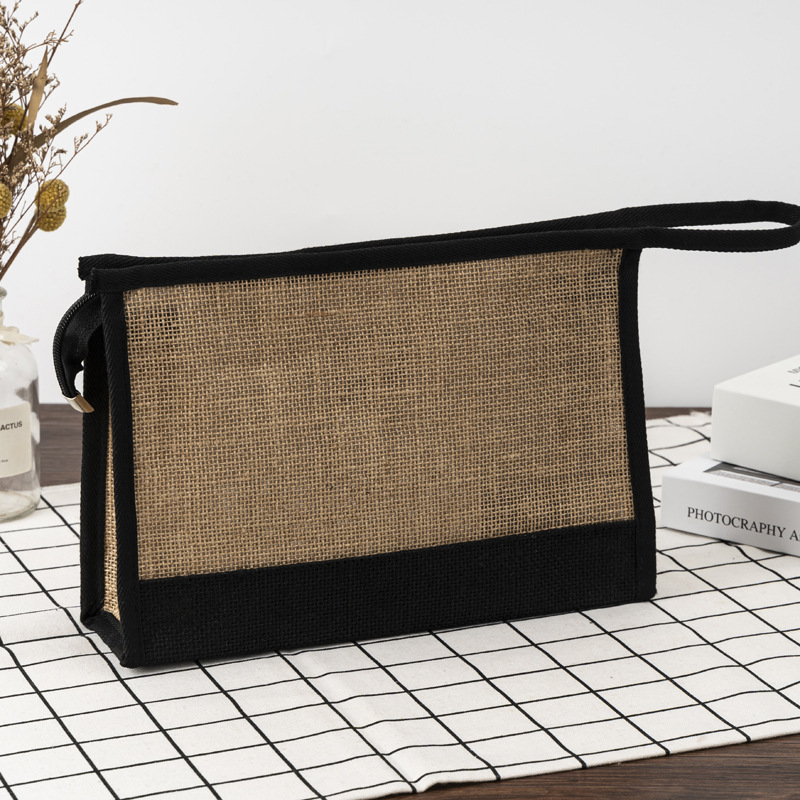 리넨 패치워크 지퍼 클러치; 28*19+8