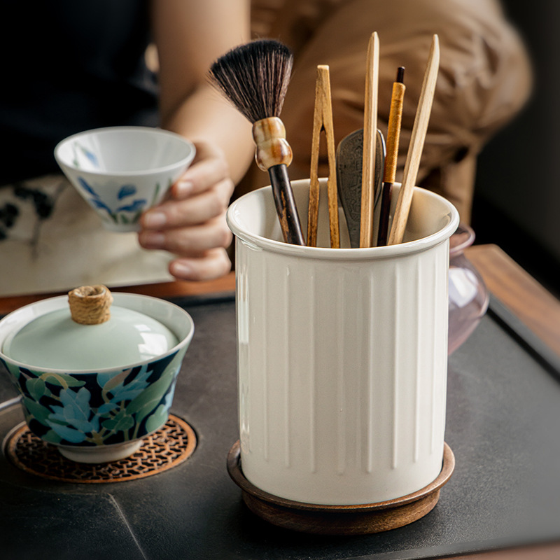 Almacenamiento simple relieve recipiente de almacenamiento de palillos de cocina caja de almacenamiento de palillos de cerámica drenado exportación transfronteriza