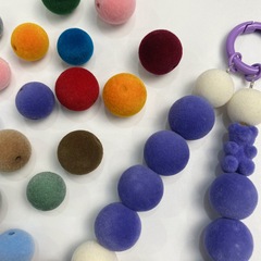 植毛ボールパイル多色16mm直孔diy手作り携帯チェーンビーズ材料アクセサリー散珠