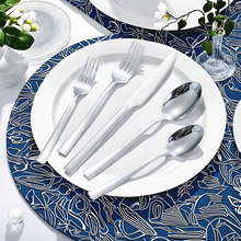 跨境代发410不锈钢平头勺叉茶匙酒店西餐具叉勺水果叉批发蛋糕