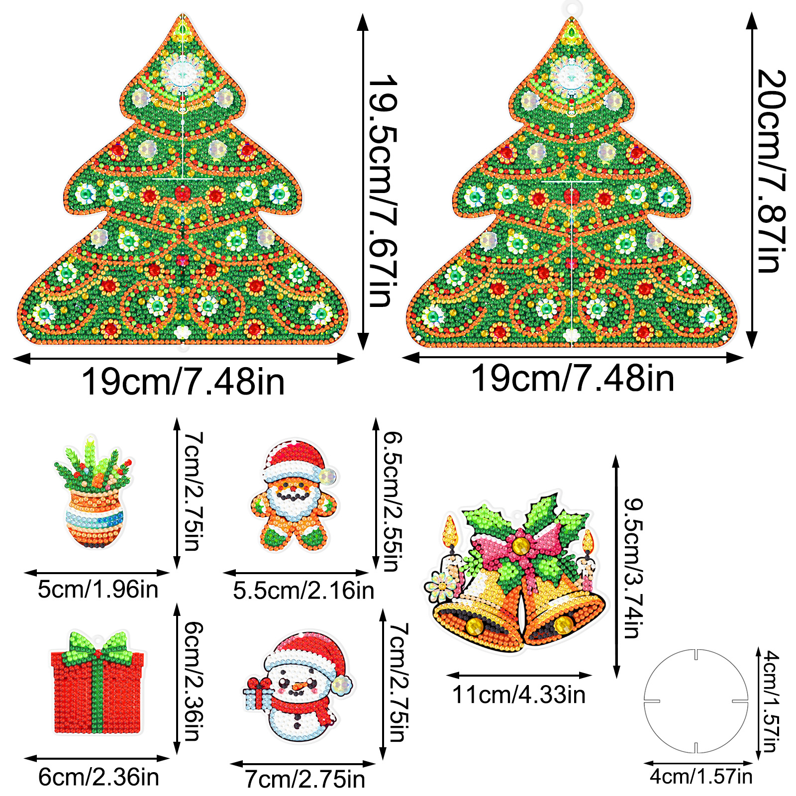 Pintura de diamante perimetral decoración hecha a mano colgante de árbol de Navidad forma de sala de estar balcón decoración de pintura puede distribuirse al por mayor