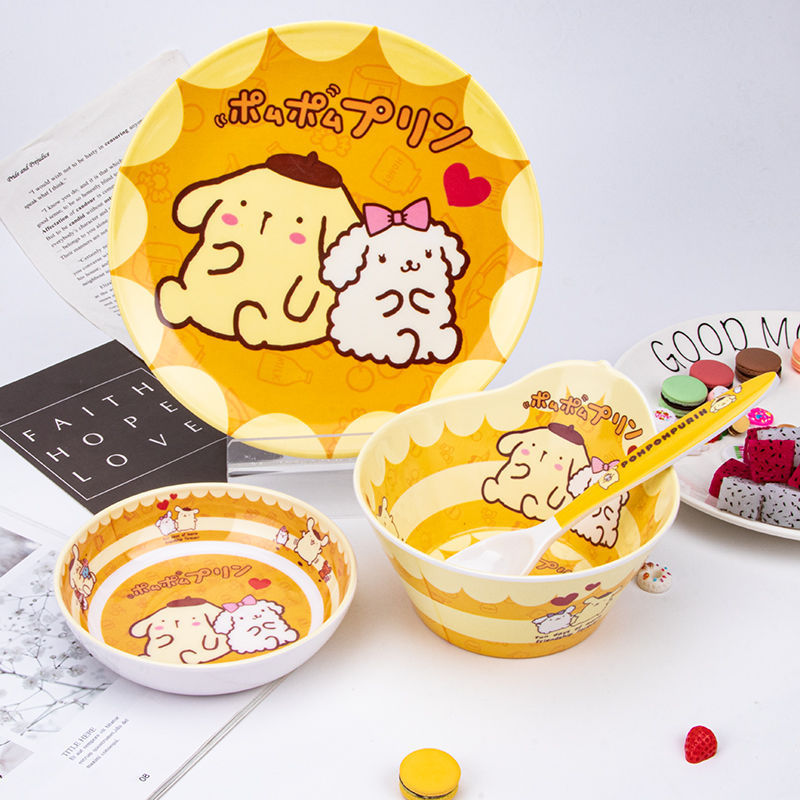 Large Pudding Dog Bowl Spoon suit Amine Cartoon Tableware Baby Eating Anti-scalding Household Cute Children's Bowl Chopsticks Cup Large Pudding Dog Bowl Spoon suit Amine Cartoon Tableware Baby Eating Anti-scalding Household Cute Children's Bowl Chopsticks Cup