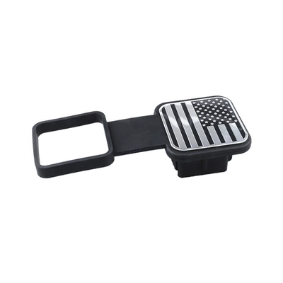 Other Car Modifications plug trailer cover trailer hook - american-flag-silver-aluminum-standard
