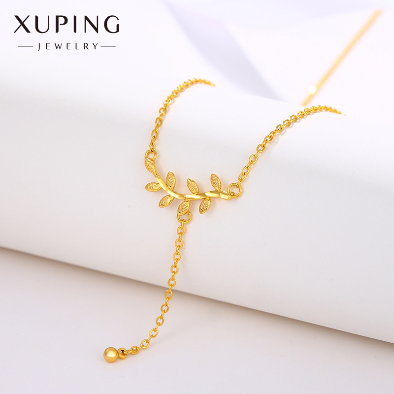 Xuping joyería lingüísmo colgante collar de hoja nicho diseño temperamento joyería cadena de clavícula al por mayor