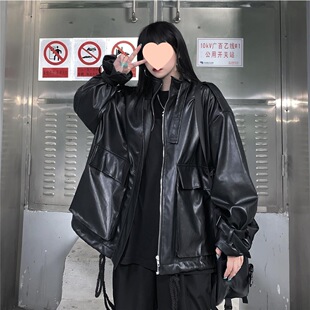 无领设计大码皮衣女2026新款夏薄款显瘦