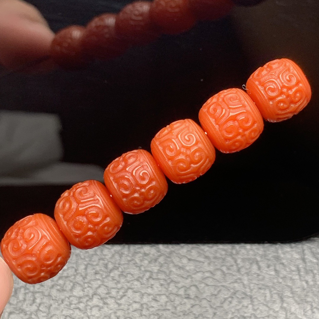 天然玛瑙南红配件满肉老型回纹珠雕刻件金刚菩提星月文玩配饰批发