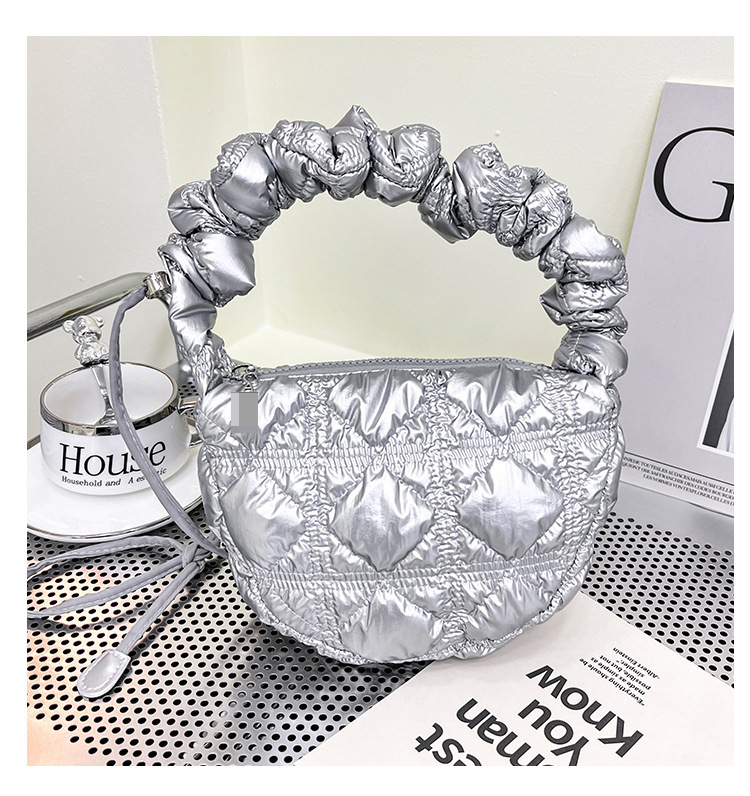 Koreaanse versie Exquise glanzende geplooide okseltas Mini Cloud Bag Niche Crossbody Bag Damestas High-end kleine tas_voghion.com