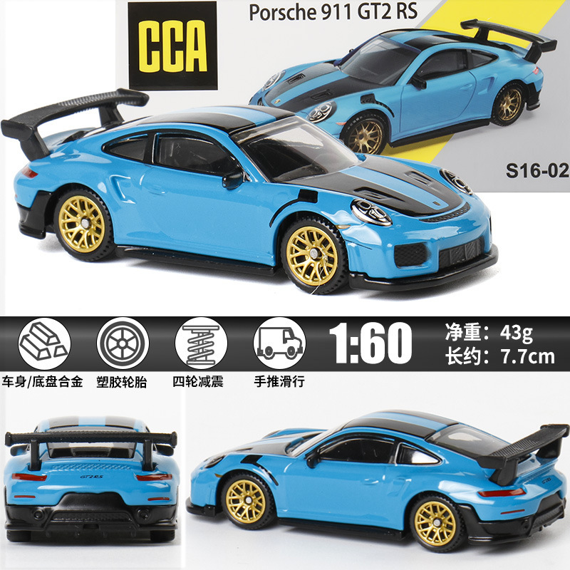 Cca Car Cool 1:64 Matchbox Officially Licensed Porsche 911 Blue Alloy Collectible Model Car with Metal Base and Rubber Tires