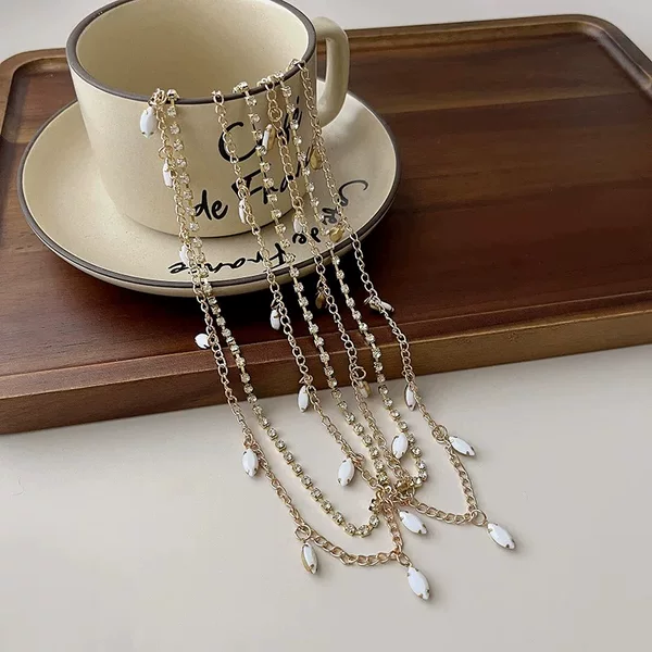 Exotic Style Super Fairy-Like Ancient Style Forehead Chain Princess Desert Wasteland Style Hair Accessory Pearl Tassel Forehead Ornament for Women