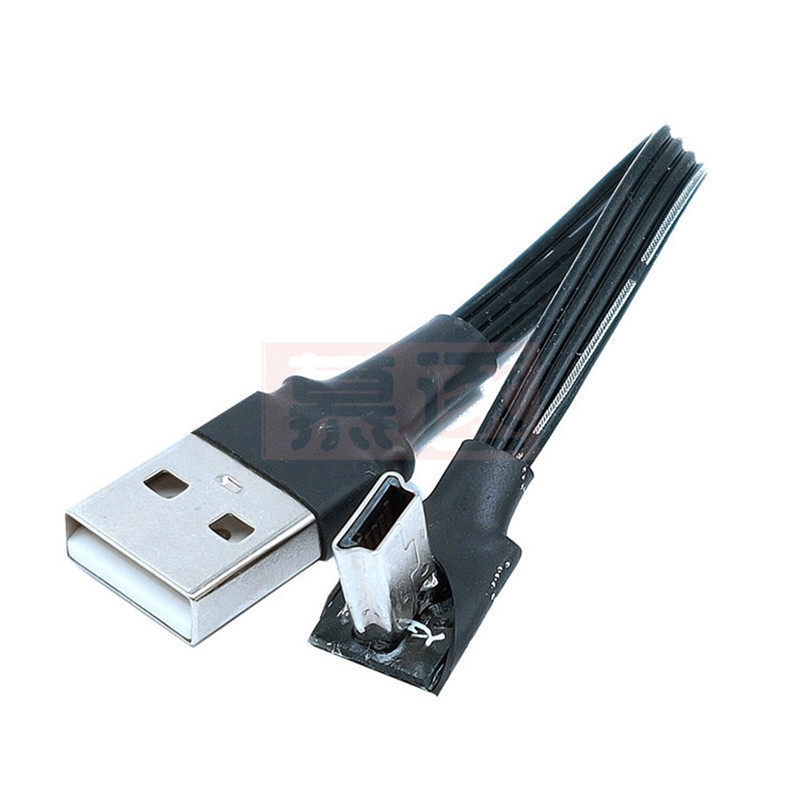 USB to Mini USB 90-Degree Right-Angle Soft Silicone Flat Cable, Mini T-Type Port Adapter
