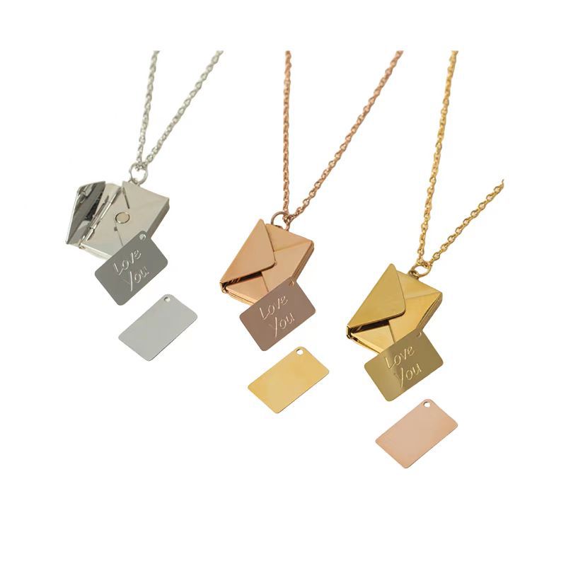 Europeo y americano transfronterizo simple personalizado de acero inoxidable de titanio de acero inoxidable colgante collar creativo amor carta regalo del Día de San Valentín