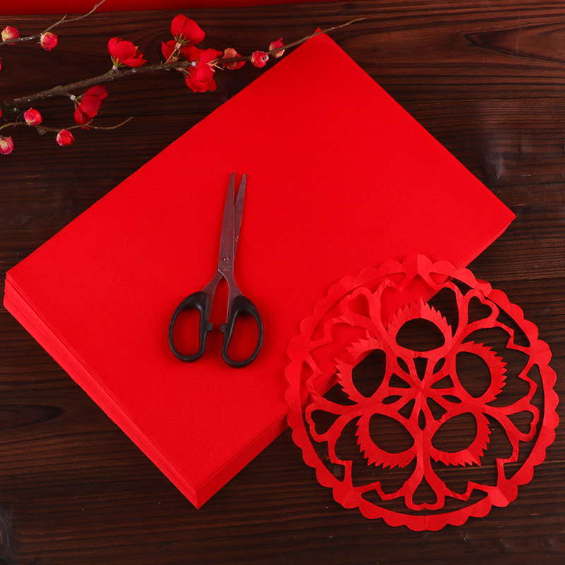 A 40000-year-old red raw rice paper-cutting special paper window-cutting paper children's paper-cutting single-sided big red gold calligraphy