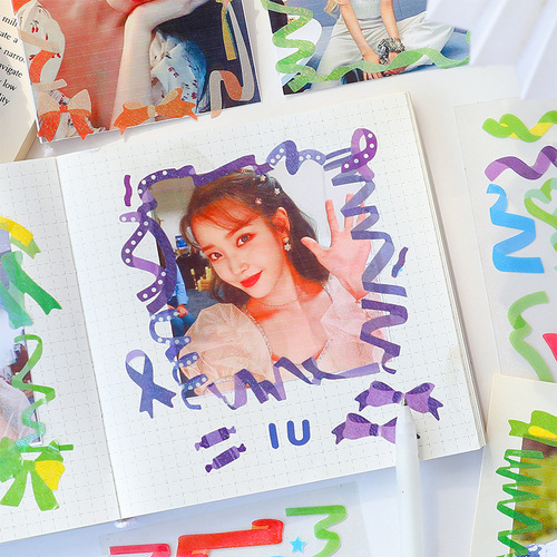 New Color Ribbon Series Handnote Sticker Cute PVC Waterproof Small Sticker Material Paper Wholesale