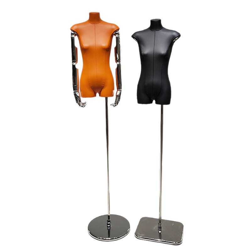 Cuero coreano PU modelo de cuerpo plano accesorios tienda de ropa de mujer mitad plano pecho pequeño estante de exhibición de ropa maniquí de ventana