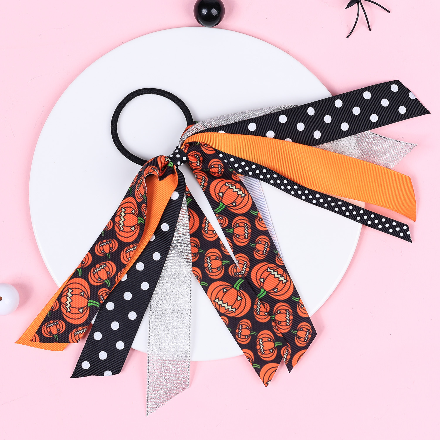 16g Weight Hair Tie Hair Accessories Type 5 Colors Can Be Mixed Quantity Party, Festival Occasion Threaded braid Material Halloween Festival Letter Pattern Kid'S Gender IG Style Style Halloween IG Style Kid'S Letter Threaded Braid Hair Tie 6