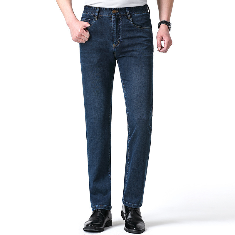 2023春夏薄款男式牛仔裤商务休闲直筒百搭中年高品质男装长裤批发