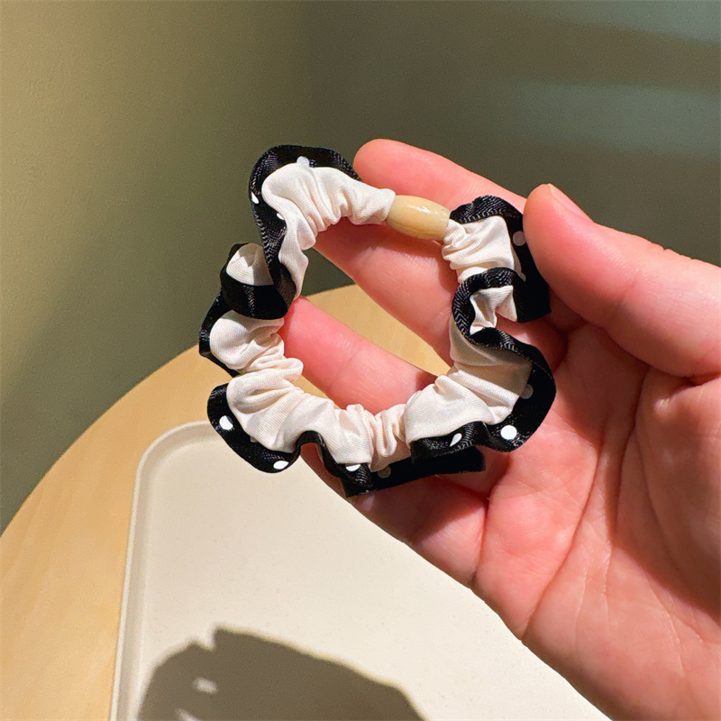 레트로 폴카 도트 머리끈--흰색