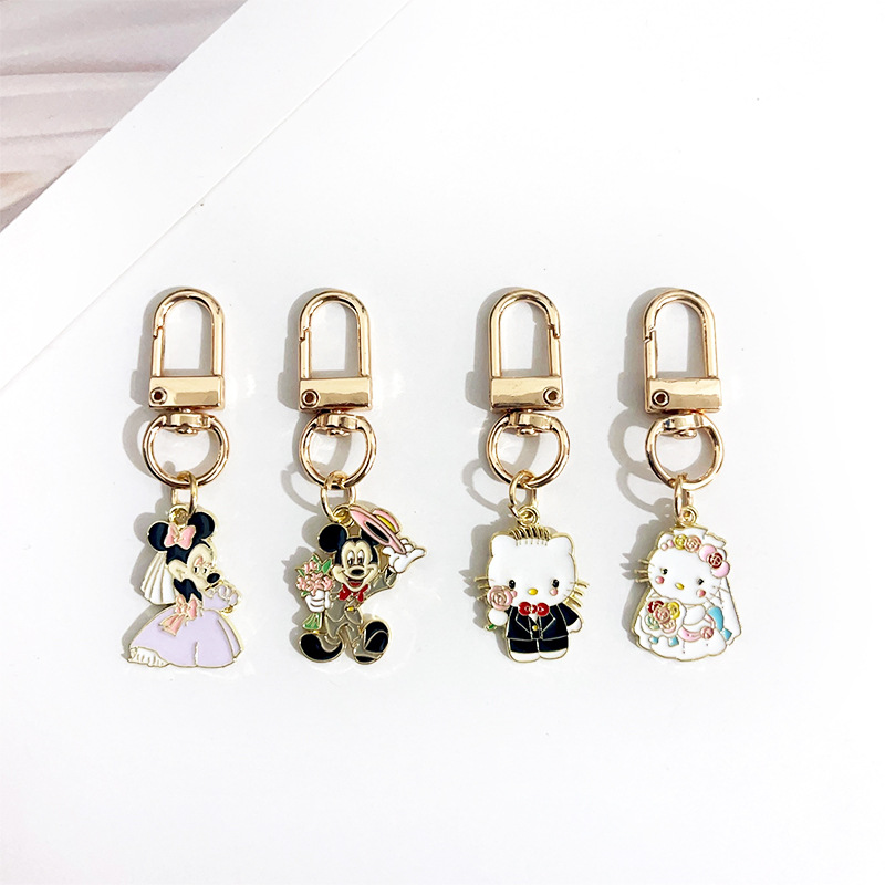 新郎新娘情侣钥匙扣米奇米妮hello Kitty凯蒂猫挂件结婚庆小礼品