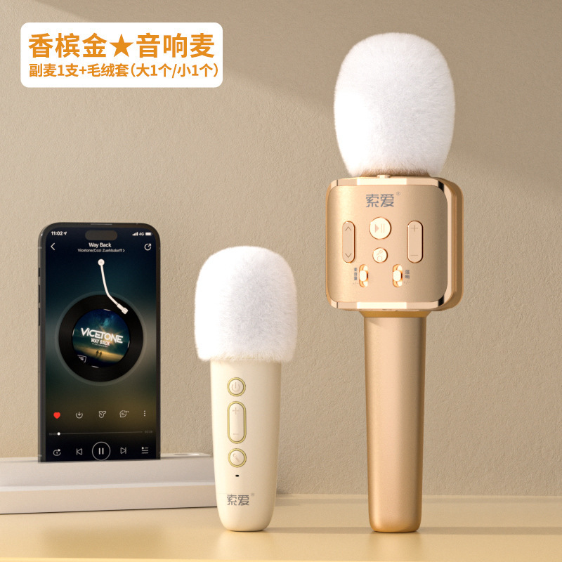 SOAIY索爱MC9S话筒音响一体麦克风无线蓝牙k歌儿童唱歌小扩音器|undefined