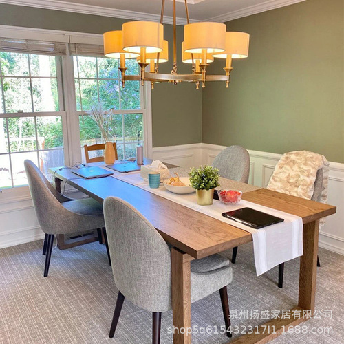 Nordic solid wood dining table, ash wood office conference table, Mobeen dining table chair set, home use, solid wood large board long table