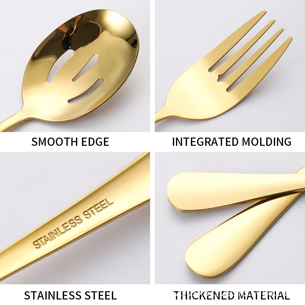 Suministro transfronterizo cuchara de tenedor de acero inoxidable Colador traje de vajilla común cuchara de servicio de clip de carne de comida multiusos