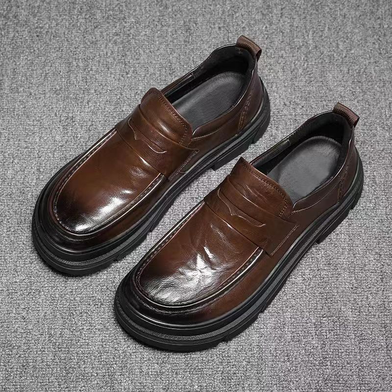 Leder im Winter, plüschig warm, echtes Leder, hoch geschnittenes britisches Herren-Rindsleder, dicke Sohle, rutschfest und vielseitig_voghion.com