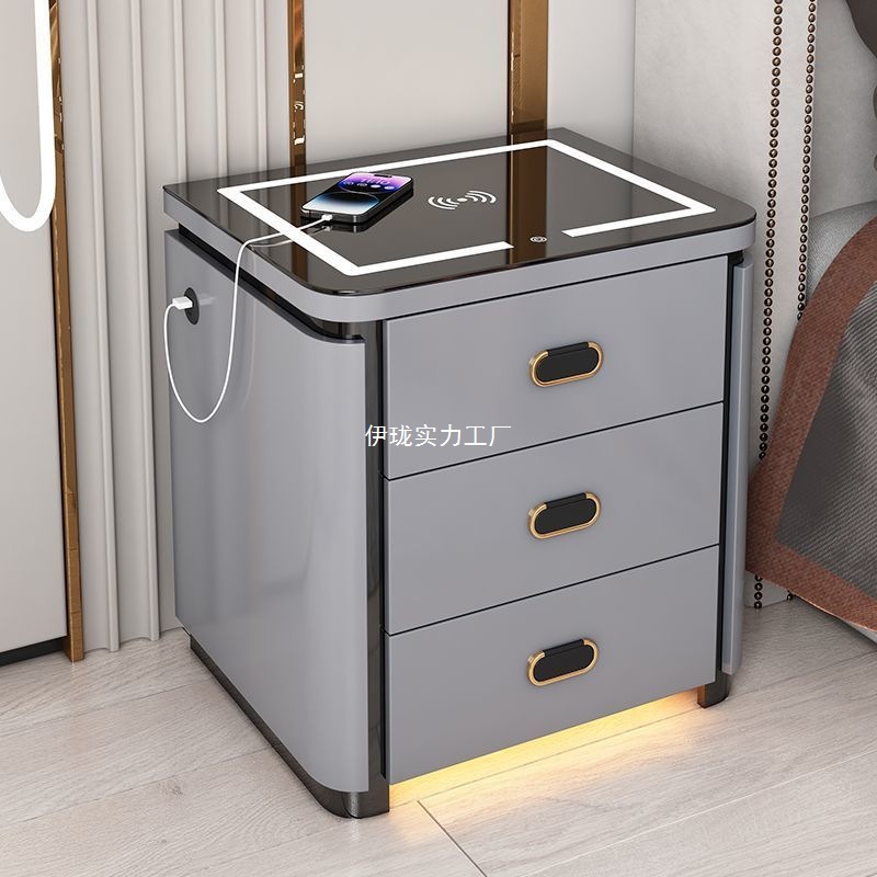 保险柜床头柜一体多功能卧室轻奢简约音箱指纹保险箱床边免安装