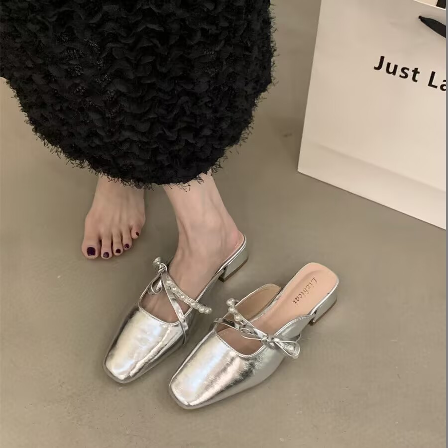 2026 zapatillas de perlas francesas para mujeres nuevas zapatillas de verano con zapatillas de falda para usar sandalias de hadas image 3