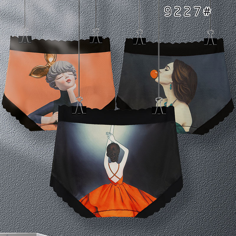 Large Size Underwear Women's Antibacterial Crotch Breathable Mid-Waist High Elastic Beauty Figure Printed Briefs Seamless Hip Shorts Large Size Underwear Women's Antibacterial Crotch Breathable Mid-Waist High Elastic Beauty Figure Printed Briefs Seamless Hip Shorts
