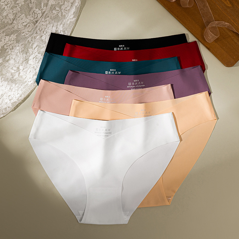 Foreign trade hot sale V cut ice silk seamless underwear women's fashion briefs breathable fabric women's plus size pants HOT