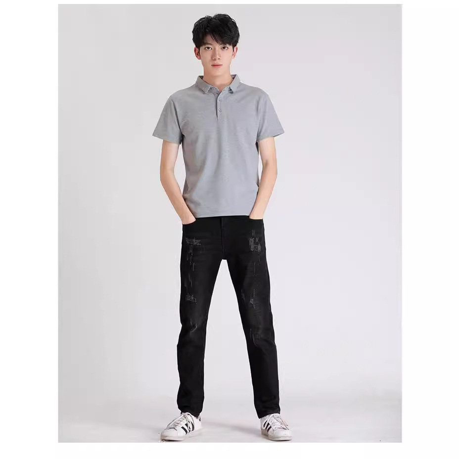 Shengyaluo camiseta de los hombres de primavera y otoño Polo flojo que basa la camisa estudiante Jersey camiseta de moda ins casual superior al por mayor