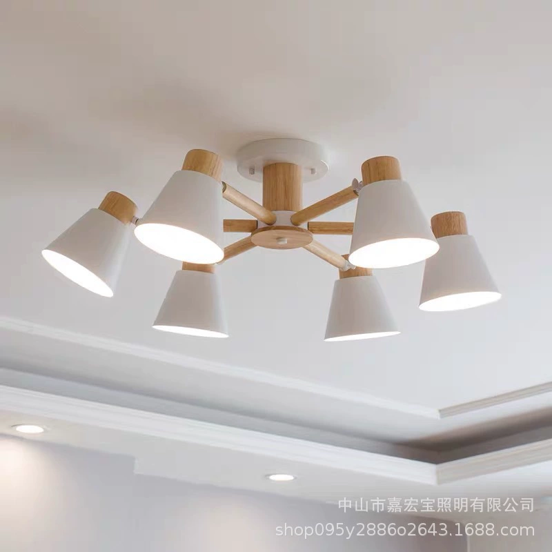 Новый скандинавский макарон гостиная люстра простой горячая продажа бревна для спальни ветер японский стиль лампа пакет люстра для кабинета