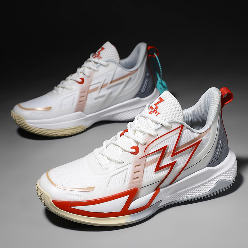 White demi-season basketball shoes with depreciation for men and…