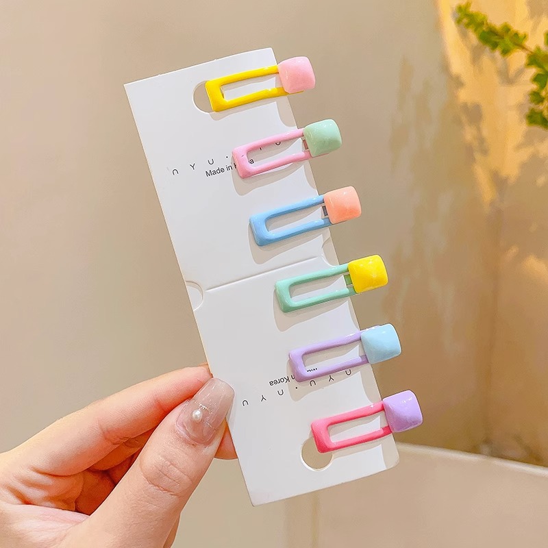 Color brillante dibujos animados de geometría de frutas para el cabello de niños no lastimar clip de cabello BB para mujeres frises acabado clip lateral de cabello roto de alto nivel