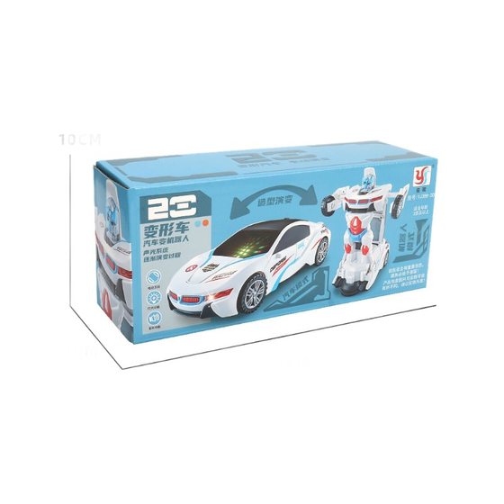 Douyin children's electric universal toy car model music light car deformation rotating robot boy toy