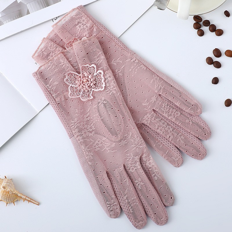Guantes de protección solar de primavera y verano guantes de pantalla táctil de encaje conducción de las mujeres transpirable al aire libre protección solar guantes de equitación