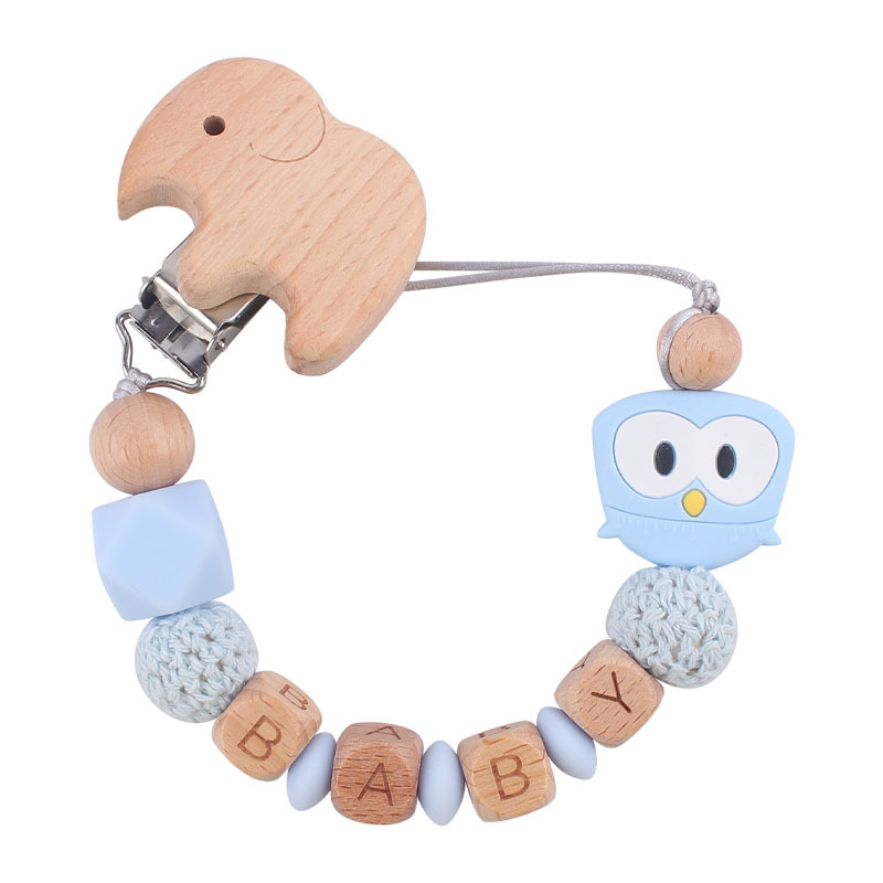 Suministros para bebés dibujos animados animal Rana pájaro mordedor chupete cadena calmante bebé mordedura molar cadena anti-caída