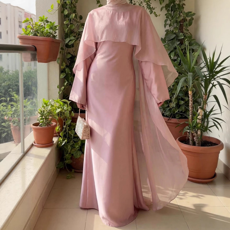 Cross-Border Turkish Foreign Trade Women's Modest Clothing Long-Sleeve Tie-Up Long Dress for Women Cross-Border Turkish Foreign Trade Women's Modest Clothing Long-Sleeve Tie-Up Long Dress for Women
