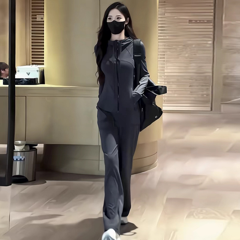 그레이 투피스 세트(인조 캐시미어로 업그레이드된 원단)