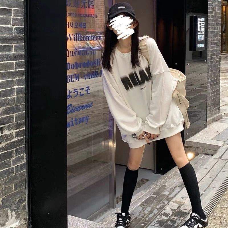 超火ecスウェット女性秋冬韓国版oversize帽子なしコートins潮学生ゆったり服|undefined