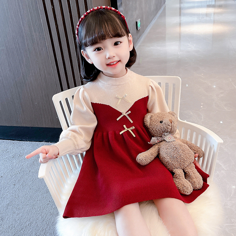 2024 Girls' New Dress Skirt Korean Edition Princess Artist Hat Knitted Thread Baby Children_voghion.com