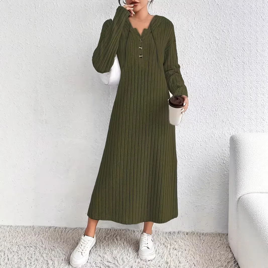 Abito lungo elegante con cappuccio e maniche lunghe, stile arabo mediorientale, per donna musulmana, modello Cross-border 2026_voghion.com