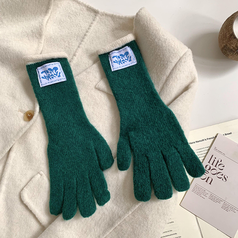 Granny Chen coreano ins blogger mismo guante de lana de punto de cinco dedos otoño y invierno versátil pantalla táctil para montar caliente