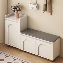 奶油风入户门换鞋凳家用门口可坐鞋柜坐凳一体玄关鞋架进门穿鞋凳