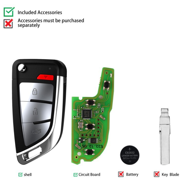Xhorse XSKFF0EN Remote Control 4-Button Car Key Overseas Version